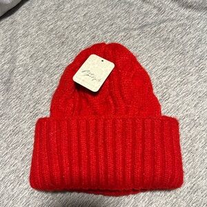 Free People Red Knit Beanie NWT